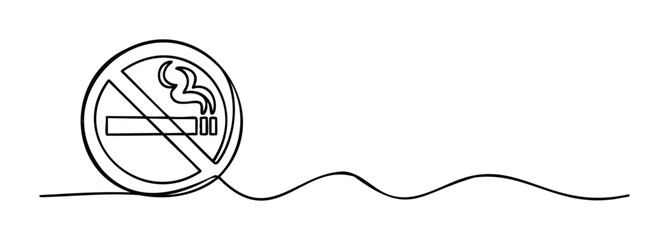 Stop smoking prohibition sign featuring a cigarette with smoke, symbolizing health and wellness, suitable for public health campaigns and nonsmoking zones awareness.