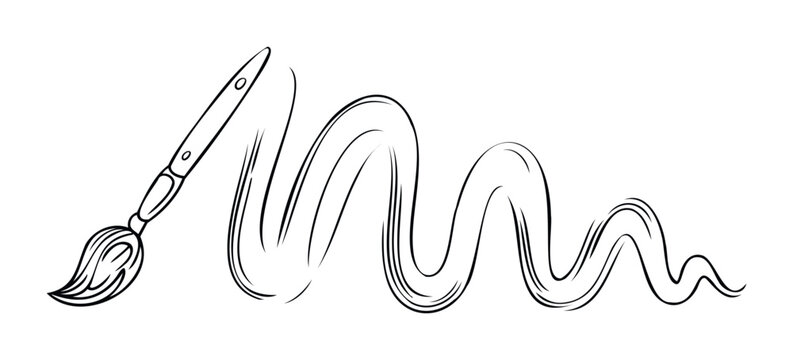 Paintbrush creating a wavy stroke of paint, perfect for conveying creativity, art supplies, or a freeform movement in visual projects