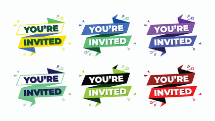 Colorful invitation banners perfect for adding a pop of excitement to your next event, party, or celebration announcement, now with multiple vibrant designs