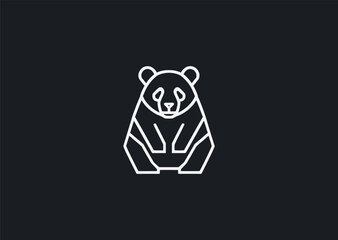A geometric line panda logo formed with soft linear shapes, highlighting its round face and gentle expression to represent peace, balance, and friendly charm