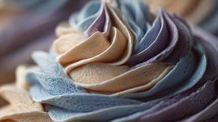 Macro texture shot creamy butter swirl meeting blueberry layer