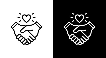 Holding Hands  White Icon Set Design