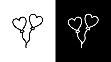 Heart Balloon  White Icon Set Design