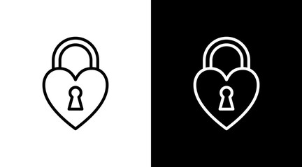 Heart Lock  White Icon Set Design