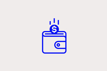 wallet with money illustration in line style design. Vector illustration.