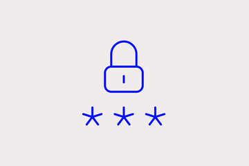 Password protection illustration in line style design. Vector illustration.