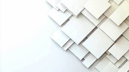 Abstract composition of white squares arranged on a white background, creating a modern and minimalist design.