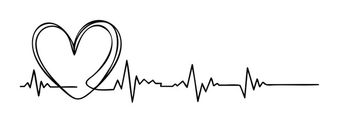 Heartbeat EKG line merging into a heart shape, a powerful symbol of life, health, and love, ideal for medical themes and personal well being visuals.