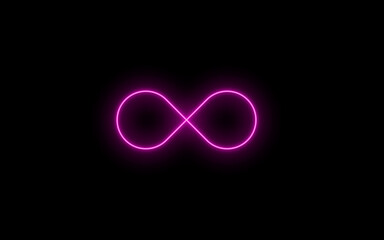 Fototapeta premium Neon glowing Infinity icon sign symbol on black background. Neon Infinity, eternity,colorful infinite, endless, loop symbols. Unlimited infinity collection icons flat style.