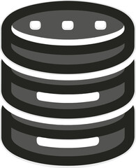 Stacked Database Icon with Dark Grey and White Accents symbol storage