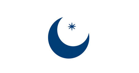 Blue crescent paper cutout, moon icon, waxing moon symbol, crescent moon icon symbol set on transparent background.