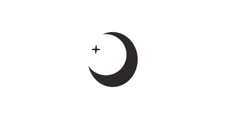 Black crescent moon paper cutout, moon icon, waxing moon symbol, crescent moon icon symbol set on transparent background.