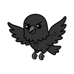 Obraz premium Cartoon Illustration of Flying Cute Crow