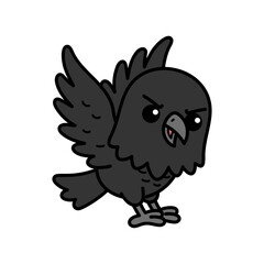 Obraz premium Cartoon Illustration of Landing Cute Crow