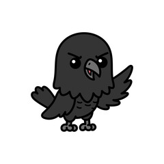 Obraz premium Cartoon Illustration of Greeting Cute Crow