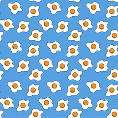 Seamless vector pattern of fried eggs, ideal for food-themed designs, wallpapers, packaging, and cute creative projects.