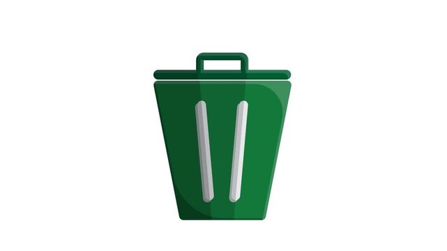 trash animated. vector throw away trash. recycling symbol. sustainability. reuse web icon, eco-friendly, green energy. isometric style design