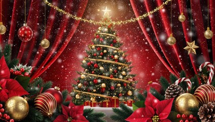 Festive christmas celebration living room digital art cozy environment warm viewpoint colorful decorations for holiday spirit