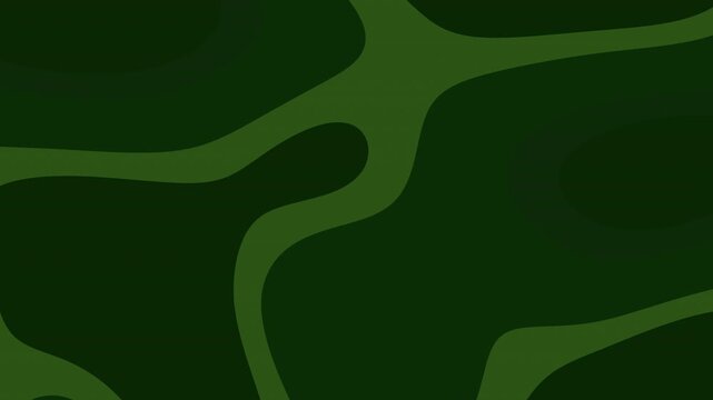 Dark green and olive green tones form an abstract organic pattern with smooth flowing curves creating a camouflage effect. The visual aesthetic is minimalist and natural