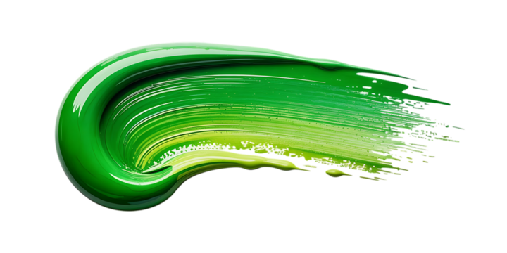 Vibrant green paint stroke isolated on white background