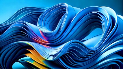 Abstract digital art showcasing layered, flowing blue structures against a soft grey background, creating a futuristic and dynamic visual experience