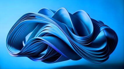 Abstract digital art showcasing layered, flowing blue structures against a soft grey background, creating a futuristic and dynamic visual experience