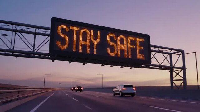 Stay safe message on the highway.