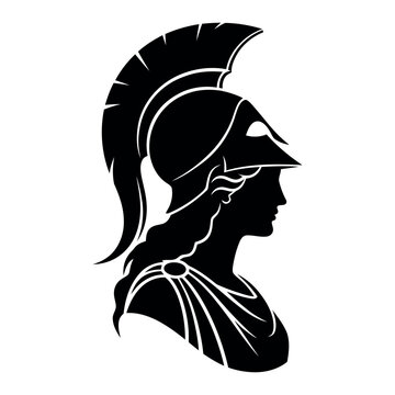 Minimalist flat vector logo of greek goddess athena profile isolated on white background