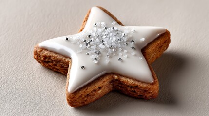 a single star shaped gingerbread cookie with light sugar coating