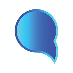 Blue Speech Bubble Icon on White Background