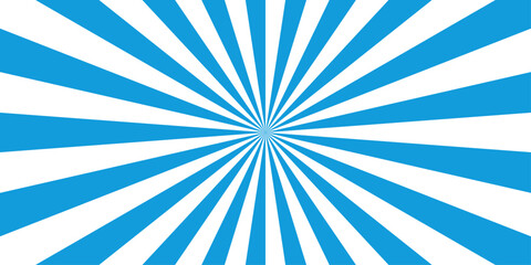 Sunburst pattern blue and white background design. Vintage sunrays illustration swirl line. sun beam vector banner design pop art comic burst gradient concept pattern.	
