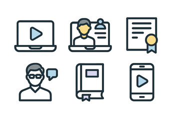 Digital learning icons for online education and certification