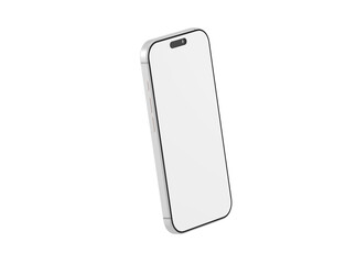 Stylish smartphone mockup featuring a clean, white screen perfect for showcasing apps or designs. Isolated on w