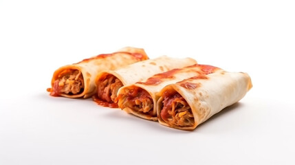 Three delicious enchiladas covered in sauce and cheese ready to be served as a meal