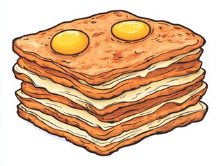 Delicious layered pastry topped with eggs, perfect for brunch or breakfast at home