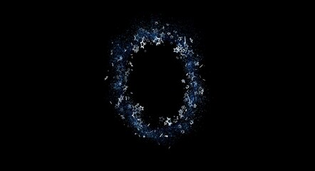 Abstract and artistic image of a celestial circle composed of stars with a black background, representing magic, dreams,