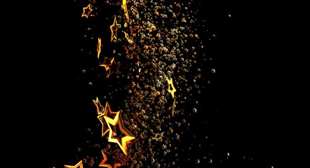 Dynamic image of a golden starburst effect against a stark black background, perfect for adding a touch of elegance and cele