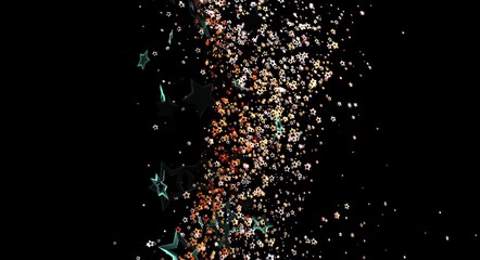 Abstract stars floating in space on a black background. Perfect for festive designs, celebrations, and creative projects. Hi