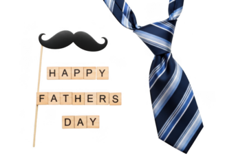 Happy fathers day greeting with a tie and mustache