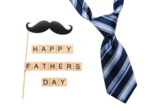 Happy fathers day greeting with a tie and mustache