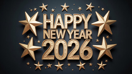 Happy new year 2026 gold celebration stars festive luxury