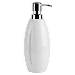 Fototapeta premium White ceramic soap dispenser with chrome pump isolated on transparent background