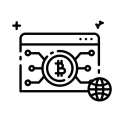 Fototapeta premium Bitcoin and Cryptocurrency Global Exchange Line Icon