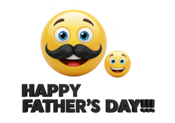 Happy fathers day greeting with a large emoji dad and small emoji child