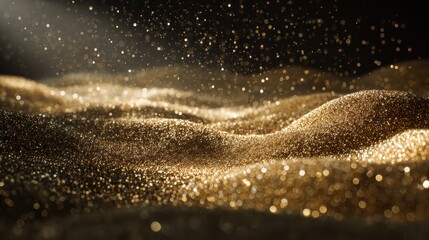 A close up of a gold glitter background
