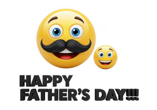 Happy fathers day greeting with a large emoji dad and small emoji child