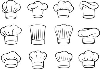 Twelve chef hats in a grid arrangement cook kitchen