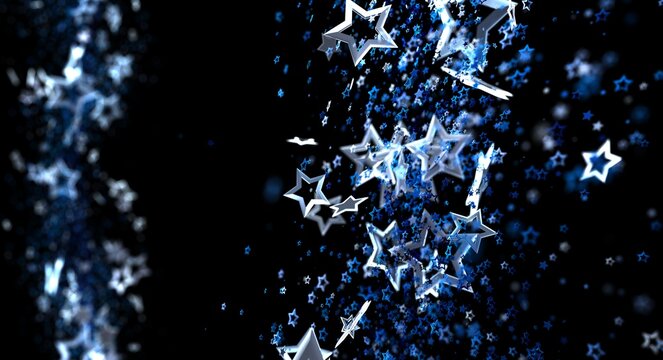 Dynamic, vibrant background of blue stars. Perfect for holiday themes, celebrations, and festive designs. Evokes joy, wo