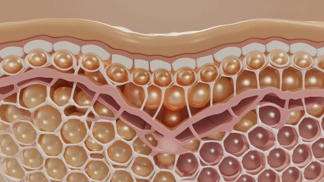Detailed 3D Illustration of Skin Layers Epidermis, Dermis, and Subcutaneous Tissue