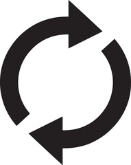 Circular arrow icon simple flat glyph isolated on white background for app and web design